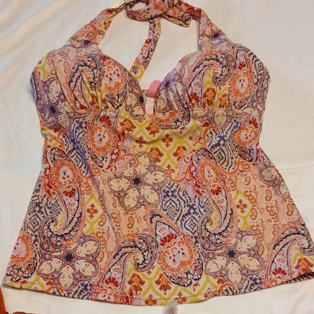 Victoria's Secret Pink and Orange Fitted Halter Tank Top 2 pieces